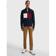 Tommy Hilfiger MW0MW25343DW5 Fermuarlı Yaka Mavi Erkek Kazak