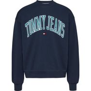 Tommy Hilfiger Tjm Boxy Pop Varsity Crew Mavi Erkek Sweatshirt