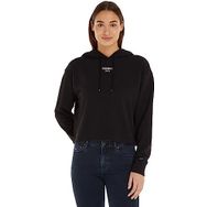 Tommy Hilfiger Tjw Rlx Crp Ess Logo Hoodıe Siyah Kadın Sweatshirt