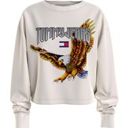 Tommy Hilfiger Tjw Rlx Crp Vıntage Eagle Crew Beyaz Kadın Sweatshirt
