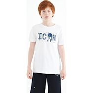 Tommy Life 11118 Beyaz Ön Yazı Nakışlı O Yaka Standart Kalıp Erkek Çocuk T-Shirt