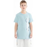 Tommy Life 11119 Açık Mavi Yazı Baskılı O Yaka Standart Kalıp Erkek Çocuk T-shirt