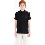 Tommy Life 11140 Siyah Baskı Detaylı Standart Kalıp Polo Yaka Erkek Çocuk T-Shirt