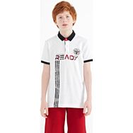 Tommy Life 11143 Beyaz Yazı Baskı Desenli Standart Kalıp Polo Yaka Erkek Çocuk T-Shirt