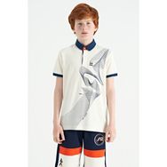 Tommy Life 11164 Ekru Baskı Detaylı Standart Kalıp Polo Yaka Erkek Çocuk T-Shirt