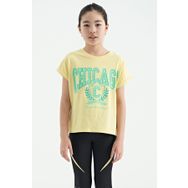 Tommy Life 75128 Sarı O Yaka Düşük Omuzlu Rahat Form Kısa Kollu Kız Çocuk T-shirt