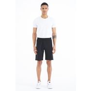 Tommy Life 81244 Siyah Yan Baskılı Fermuar Cepli Bağcıklı Standart Kalıp Erkek Şort