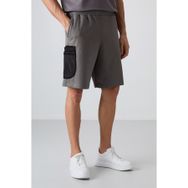 Tommy Life 81266 Koyu Gri Pamuklu Kalın Yumuşak Dokulu Comfort Fit Baskılı Erkek Şort