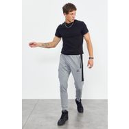 Tommy Life 84587 Gri Melanj Air Baskılı Fermuar Cepli Standart Kalıp Jogger Erkek Eşofman Altı