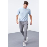 Tommy Life 84651 Gri Melanj Fermuar Cepli Standart Kalıp Jogger Erkek Eşofman Altı