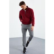Tommy Life 84866 Gri Melanj Gizli Fermuarlı Rahat Form Lastik Paça Polar Erkek Eşofman Altı