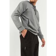 Tommy Life 85117 Gri Melanj Siyah Kapüşonlu Kanguru Cep Oversize Lastik Paça Erkek Eşofman Takımı