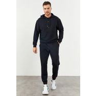 Tommy Life 85117 Lacivert Kapüşonlu Kanguru Cep Lastik Paça Oversize Erkek Eşofman Takımı