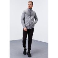 Tommy Life 85151 Gri Melanj-Siyah Erkek Desen Baskılı Standart Kalıp Manşetli Eşofman Takımı