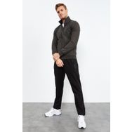 Tommy Life 85152 Haki Siyah Dik Yaka Fermuarlı Standart Kalıp Klasik Paça Erkek Eşofman Takımı
