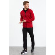 Tommy Life 85152 Kırmızı - Siyah Dik Yaka Fermuarlı Standart Kalıp Klasik Paça Erkek Eşofman Takımı