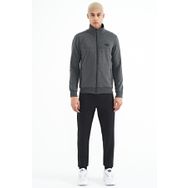 Tommy Life 85178 Açık Melanj Siyah Dik Yaka Fermuarlı Gizli Cepli Jogger Erkek Eşofman Takım