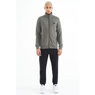 Tommy Life 85178 Çağla - Siyah Dik Yaka Fermuarlı Gizli Cepli Jogger Erkek Eşofman Takım