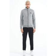 Tommy Life 85178 Gri Melanj - Siyah Dik Yaka Fermuarlı Gizli Cepli Jogger Erkek Eşofman Takım