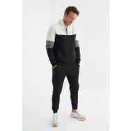 Tommy Life 85186 Siyah Dik Yaka Renk Geçişli Baskı Detaylı Standart Kalıp Erkek Eşofman Takımı