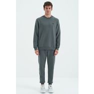 Tommy Life 85190 Haki O Yaka Rahat Kalıp Şardonlu Basic Jogger Erkek Eşofman Takımı