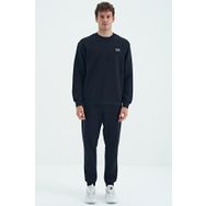 Tommy Life 85190 Lacivert O Yaka Rahat Kalıp Şardonlu Basic Jogger Erkek Eşofman Takımı