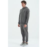Tommy Life 85191 Koyu Gri Fermuarlı Rahat Kalıp Şardonlu Basic Erkek Eşofman Takımı