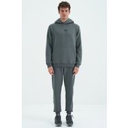 Tommy Life 85192 Haki Kapüşonlu Kanguru Cepli Rahat Kalıp Şardonlu Jogger Erkek Eşofman Takımı