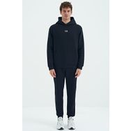 Tommy Life 85192 Lacivert Kapüşonlu Kanguru Cepli Rahat Kalıp Şardonlu Jogger Erkek Eşofman Takımı