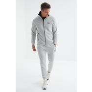 Tommy Life 85198 Gri Melanj Dik Yaka Fermuarlı Jogger Rahat Form Erkek Eşofman Takımı