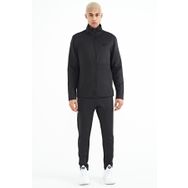 Tommy Life 85199 Siyah Fermuarlı Dik Yaka Gizli Cepli Erkek Eşofman Takımı
