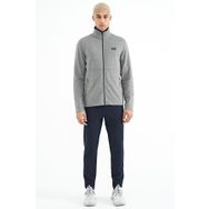 Tommy Life 85200 Gri - Siyah Dik Yaka Fermuarlı Gizli Cep Detaylı Erkek Eşofman Takımı