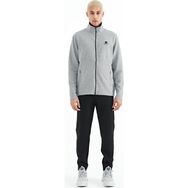 Tommy Life 85201 Gri Melanj - Siyah Logo Nakışlı Dik Yaka Fermuarlı Gizli Cep Detaylı Erkek Eşofman Takım