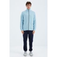 Tommy Life 85220 Açık Mavi - İndigo Dik Yaka Gizli Cep Detaylı Rahat Kalıp Erkek Eşofman Takımı