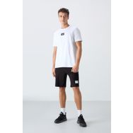Tommy Life 85243 Beyaz - Siyah Pamuklu Yumuşak Dokulu Standart Fit Baskılı Erkek Şortlu Takım