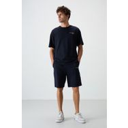 Tommy Life 85250 Fiesta Lacivert Pamuklu Kalın Yumuşak Dokulu Oversize Fit Nakışlı Erkek Şortlu Takım