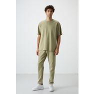Tommy Life 85251 Açık Çağla Pamuklu Kalın Yumuşak Dokulu Oversize Fit Basic Erkek Eşofman Takımı