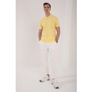 Tommy Life 87748 Basic Göğüs Logolu Standart Kalıp Triko Polo Yaka Sarı Erkek T-shirt