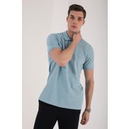 Tommy Life 87748 Erkek Buz Mavi Basic Logolu Standart Kalıp Triko Polo Yaka T-shirt