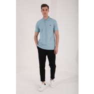 Tommy Life 87768 Basic Gögüs Logolu Standart Kalıp Triko Polo Yaka Buz Mavi Erkek T-Shirt