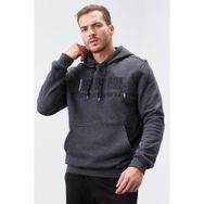 Tommy Life 87839 Antrasit Melanj Nakışlı Kanguru Cep Standart Kalıp Kapüşonlu Erkek Sweatshirt