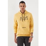 Tommy Life 87839 Hardal Nakışlı Kanguru Cep Standart Kalıp Kapüşonlu Erkek Sweatshirt