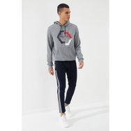 Tommy Life 87870 Gri Melanj Geometrik Baskılı Standart Kalıp Kapüşonlu Erkek Sweatshirt