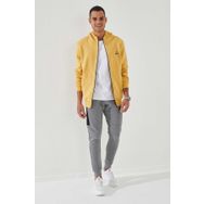 Tommy Life 87877 Hardal Fermuarlı Standart Kalıp Kapüşonlu Erkek Sweatshirt