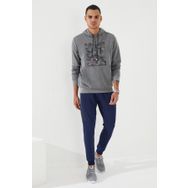 Tommy Life 87884 Gri Melanj Kamuflaj Desen Baskılı Standart Kalıp Kapüşonlu Erkek Sweatshirt