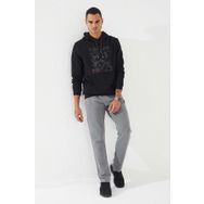 Tommy Life 87884 Siyah Kamuflaj Desen Baskılı Standart Kalıp Kapüşonlu Erkek Sweatshirt