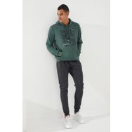 Tommy Life 87884 Yeşil Kamuflaj Desen Baskılı Standart Kalıp Kapüşonlu Erkek Sweatshirt
