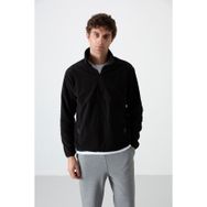 Tommy Life 87891 Siyah Erkek Yarım Fermuarlı Sweatshirt Slim Fit Dik Yaka Polar