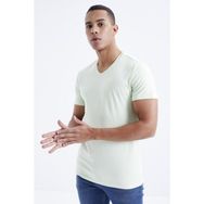 Tommy Life 87912 Basic Kısa Kol Standart Kalıp V Yaka Açık Yeşil Erkek T-Shirt