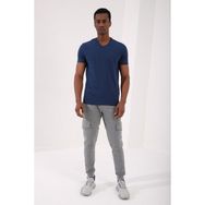 Tommy Life 87912 Basic Kısa Kol Standart Kalıp V Yaka İndigo Erkek T-shirt